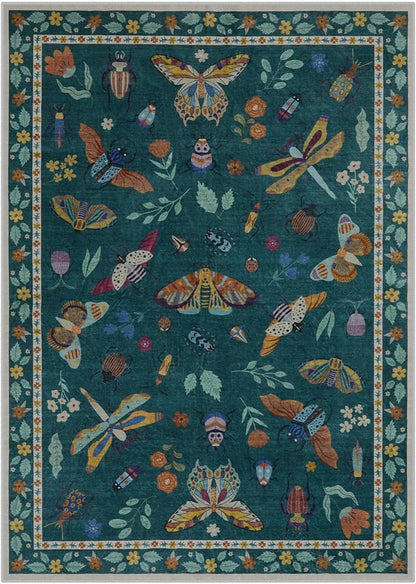 Lahome Insect Washable Rug, 2x3 Kitchen Rugs for Entryway Bathroom, Soft Door Mat Indoor Entrance Ultra-Thin, Small Non-Slip Throw Carpet for Bedroom Entry, Dark Green