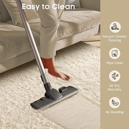 Ophanie Area Rugs for Bedroom, Christmas Upgrade Non-Slip Ivory Fluffy Soft Shag Living Room Carpet, Indoor Floor 4x6 Fuzzy Shaggy Living Room Plush Nursery Rug for Kids Home Dorm Decor Aesthetic