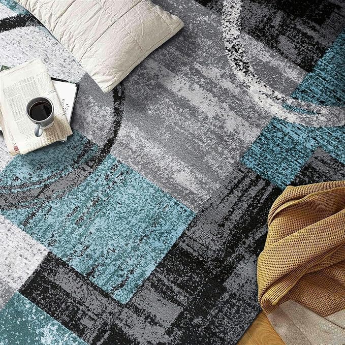 Rugshop Contemporary Circle Design Area Rug, Carpet with Jute Backing for Bedroom, Office, or Entryway, Gray, 4' x 6'