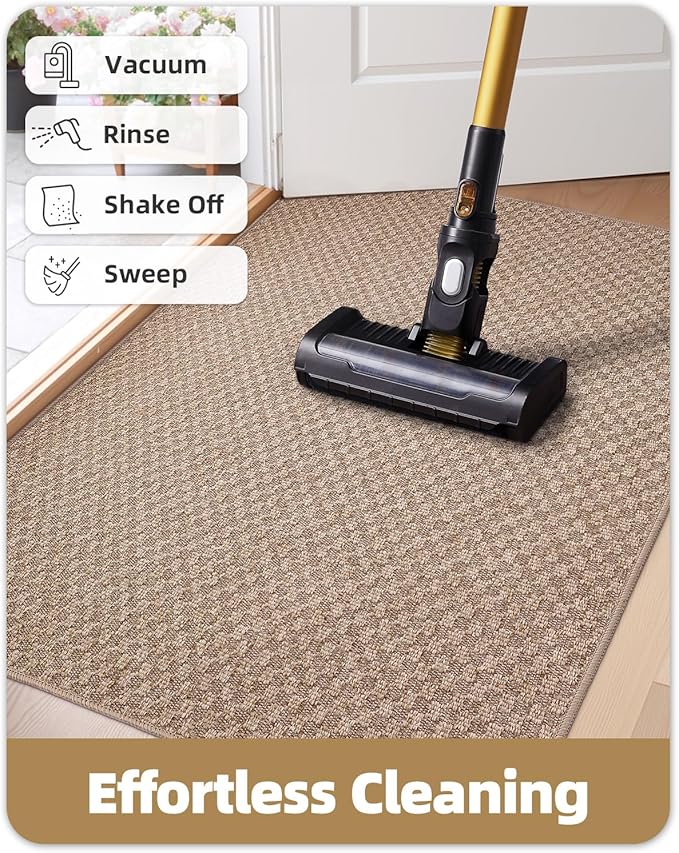 Color&Geometry Oversized Door Mat Non Slip Rubber Backed, 48"x72" Front Door Mat Indoor Outdoor Rug, Dirt Trapper Doormat, Heavy Duty Front Door Rugs, Khaki (Rolled-up NO Creases)