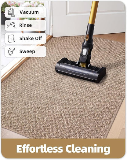 Color&Geometry Oversized Door Mat Non Slip Rubber Backed, 48"x72" Front Door Mat Indoor Outdoor Rug, Dirt Trapper Doormat, Heavy Duty Front Door Rugs, Khaki (Rolled-up NO Creases)