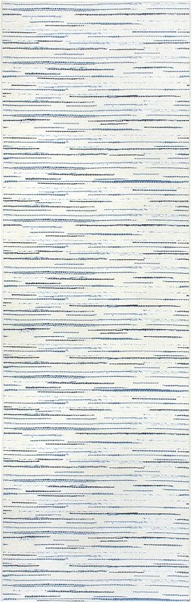 Dash & Albert Elwood Blue Machine Washable Rug, Runner-2.5 X 8 Feet, Blue Stripe Pattern - Premium Luxury Hotel Quality Soft Breathable Hypoallergenic Machine Washable Easy Care All Season