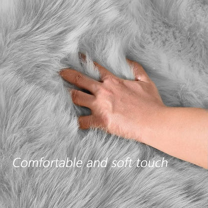 Latepis Washable Runner Rug 2x10 Gray Plush Faux Sheepskin Fur Rugs Fluffy Carpet for Living Room Luxury Home Decor Rectangle