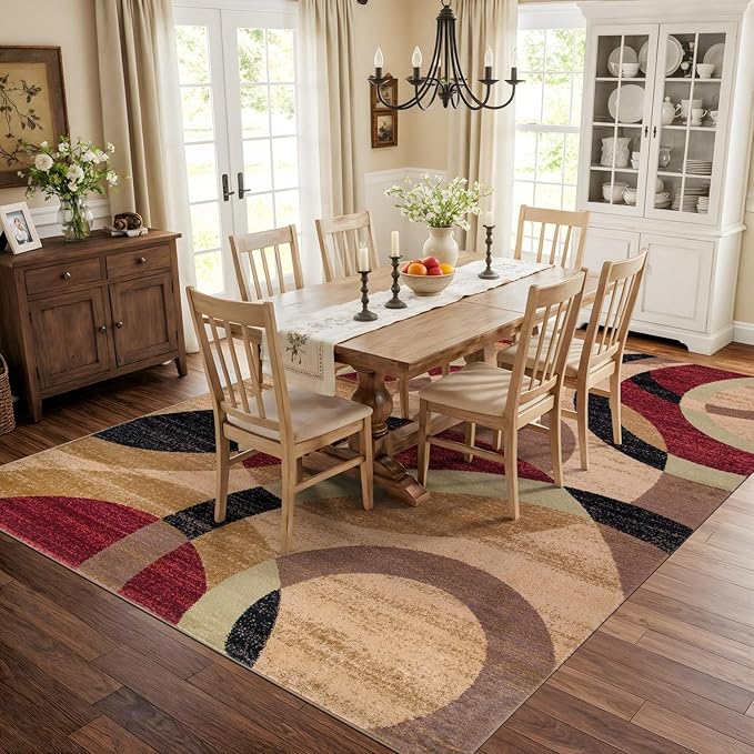 Rugshop Contemporary Abstract Circles Perfect for high Traffic Areas of Your Living Room,Bedroom,Home Office,Kitchen Area Rug 7'10" x 10'2" Multi