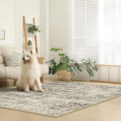 Lahome Washable Rug 6x9 Beige Area Rugs for Living Room,Boho Soft Room Rugs for Bedroom Indoor Carpet,Vintage Non-Slip Low-Pile Accent Rugs Dining Room Office Playroom(6 x 9,Beige)
