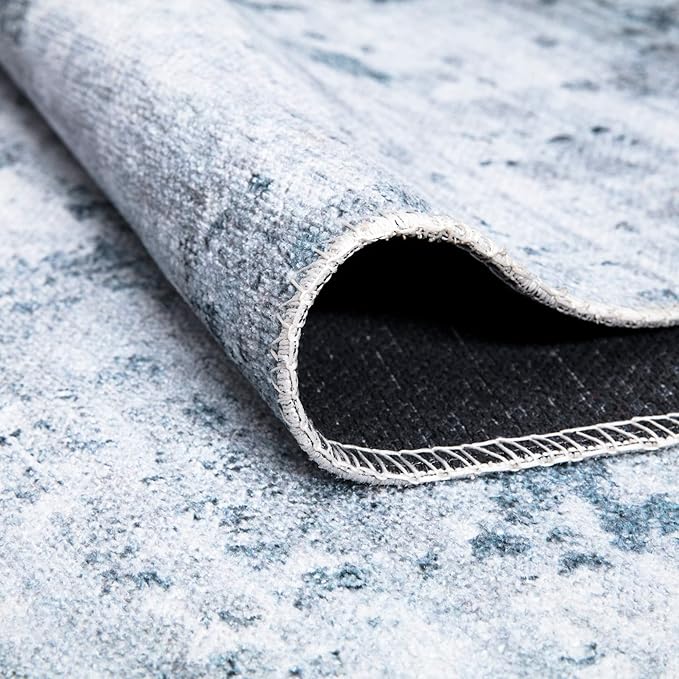 Bloom Rugs Caria Washable Non-Slip 9x12 Rug - Blue/Gray Modern Abstract Area Rug for Living Room, Bedroom, Dining Room, and Kitchen - Exact Size: 9' x 12'
