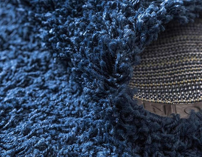 Unique Loom Solid Shag Collection Area Rug (7' 1" x 10' Rectangle, Sapphire Blue/ Navy Blue)