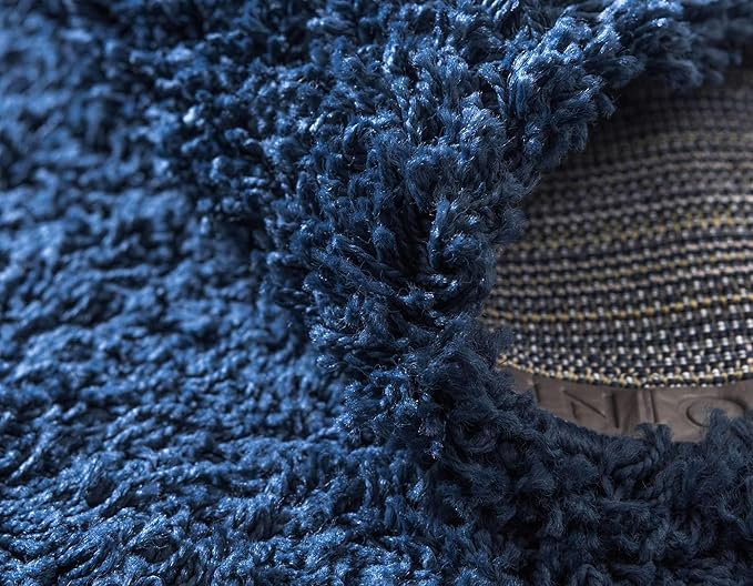 Unique Loom Solid Shag Collection Area Rug (8' x 10' Rectangle, Sapphire Blue/ Navy Blue)