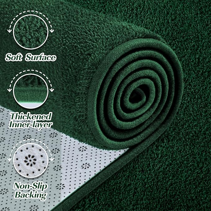 Large Area Rugs for Living Room Bedroom, 6x9 Feet Dark Green Rug, Minimalist Modern Shag Rug, Soft Thick Memory Foam Indoor Carpet, Non-Slip Washable Rug for Boys Girls Dorm Nursery Room Home Decor
