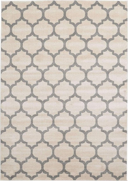 Rugs.com Lattice Collection Rug – 7x10 Beige and Gray Medium-Pile Rug Perfect for Bedrooms, Dining Rooms, Living Rooms