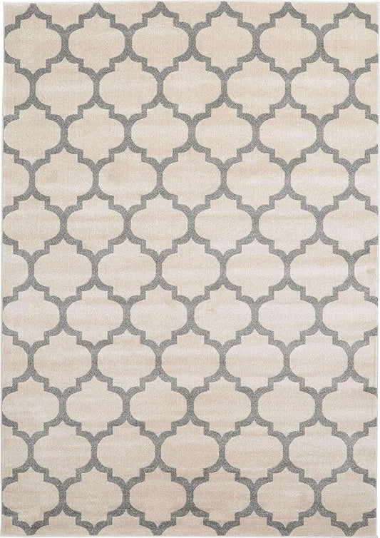 Rugs.com Lattice Collection Rug – 7x10 Beige and Gray Medium-Pile Rug Perfect for Bedrooms, Dining Rooms, Living Rooms