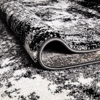 Keen Home Design Area Rugs - 2x18 Non-Shedding, Abstract Rugs for Kitchen, Living Room, Bedroom, Dining Room, Entryway - Size: 2'8" x 18', Abstract Black