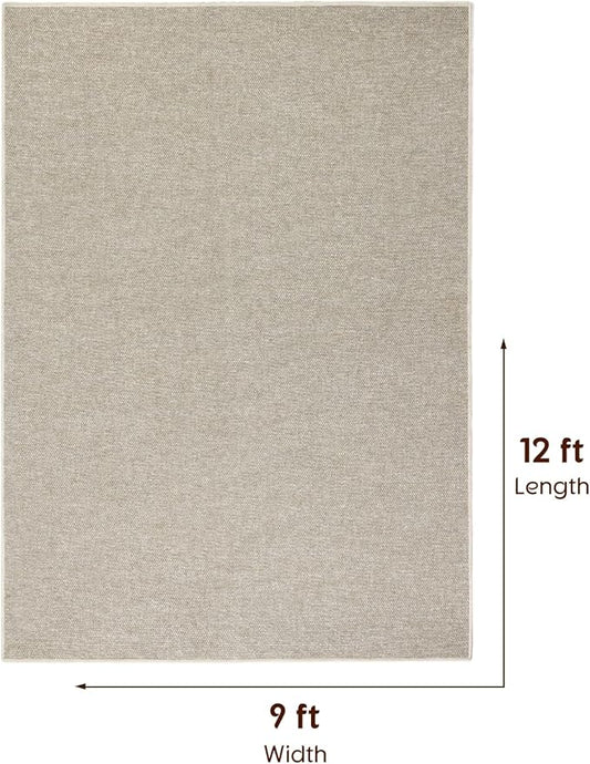 LBRO2M Easy Jute Solid Area Rug 9X12 Washable Rugs for Living Room Bedroom Natural Jute Look Indoor Outdoor Rug Durable, Solid Non Shedding Eco Friendly (9X12 Gray)