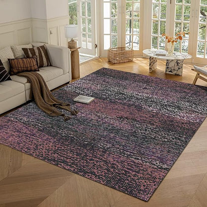 RUGSURE Washable Area Rug - 1/6 Thick - Stain & Water Resistant Non-Slip - Resistant Rug for Living Room, Bedroom, Nursery, Pet & Child Friendly, Vintage Charm Area Rugs (Burgundy, 4' x 6')
