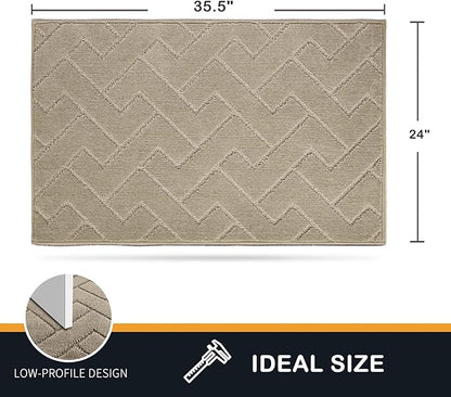 PURRUGS Dirt Trapping Door Mat 24" x 35.5", Non-Slip Machine Washable Entry Rug, Shoe Scraper, Dog Doormat, Super Absorbent Welcome Mat for Front & Back Door, Muddy Wet Shoes & Paws, Taupe