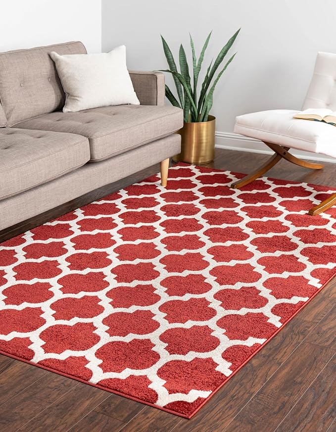 Rugs.com Lattice Collection Rug – 3' x 5' Dark Terracotta Medium Rug Perfect for Entryways, Kitchens, Breakfast Nooks, Accent Pieces