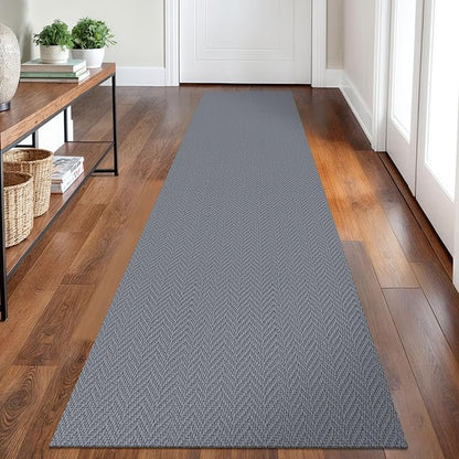 2x8 Ft Braided Runner Rug Washable Runners for Hallways Kitchen Runner Rug with Rubber Backing Cotton Entryway Runner Indoor, Woven Floor Carpet for Hall Kitchen Bedroom, Grey