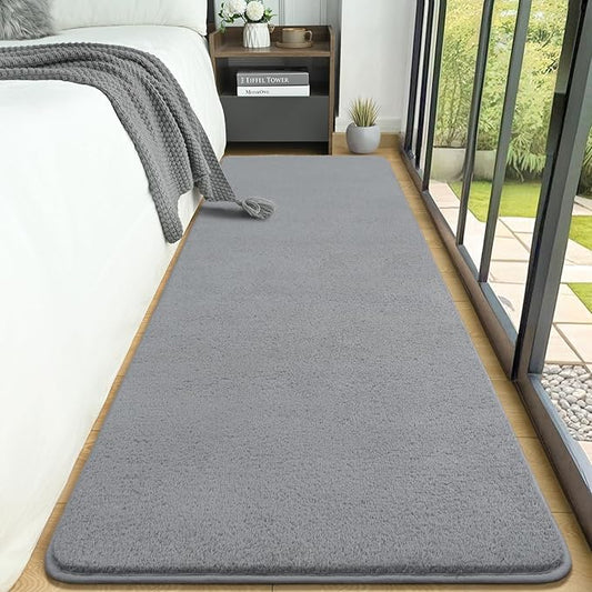 AROGAN Shag Runner Rug for Hallways, 2x6 Feet Washable Rugs with Memory Foam for Bedroom, Entryway Indoor Fluffy Throw Rug for Bedside Living Room Kids Girls Nursery Dorm Room Decor, Grey