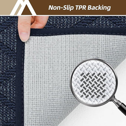 COSY HOMEER Non-Slip Door Mat 24"x36", Entryway Rugs Low Profile Absorbent Dirt Trapper Doormat for Front Entrance, Washable Polypropylene Entry Mat (Blue)