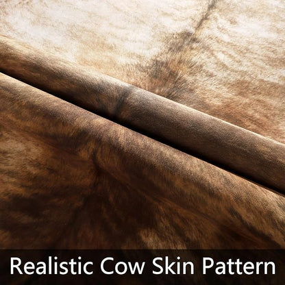 AROGAN 8x10 Feet Faux Cowhide Area Rugs for Living Room, Animal Skins Cow Hide Rug for Bedroom, Cool Western Christmas Decor, Thin Leather Cow Hide Carpets Fireplace Rug, Brownish