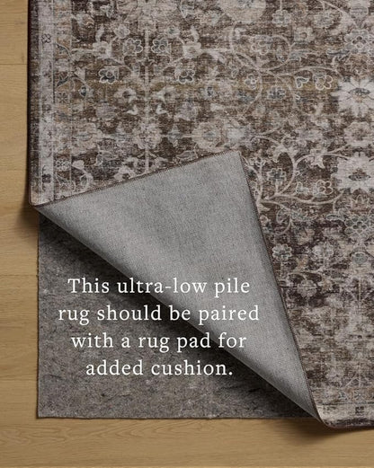 Loloi Amber Lewis Josie Collection JOS-02 Earth/Natural 2'-0" x 5'-0", .13" Pile Height, Low Profile, Machine Washable, Accent Rug