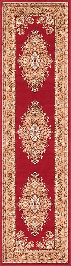Unique Loom Reza Collection Traditional Persian Style Area Rug, 2 ft 7 in x 10 ft, Burgundy/Ivory