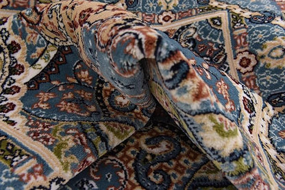 Unique Loom Narenj Collection Classic Traditional Medallion Textured Design Area Rug, 3 x 13 ft, Blue/Tan