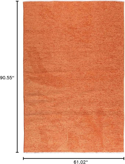 Alfa Rich 5x8 Burnt Orange Washable Area Rugs for Living Room Bedroom Kitchen Cotton Solid Decor Rug