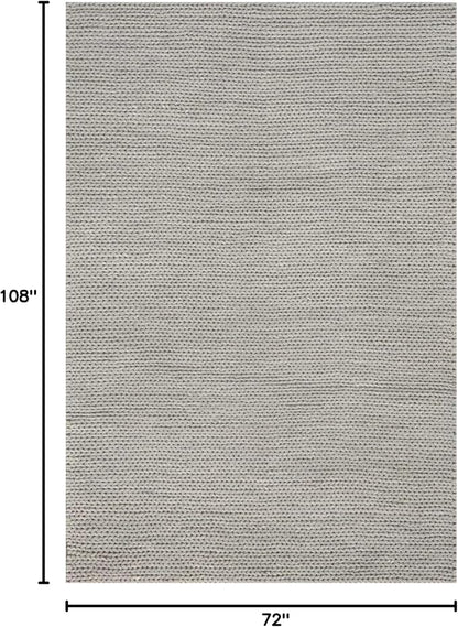 Nuloom Penelope Light Grey/Ivory, 6' x 9', Hand-Braided, Wool & Cotton, Textured and Dense, High Traffic, Stain Resistant, Easy Clean, Durable Area Rug for Bedroom, Living Room, Dining, Entryway