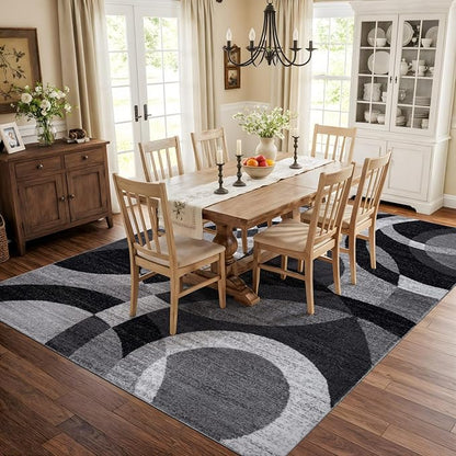 Rugshop Contemporary Abstract Circles Perfect for high Traffic Areas of Your Living Room,Bedroom,Home Office,Kitchen Area Rug 12' x 15' Gray
