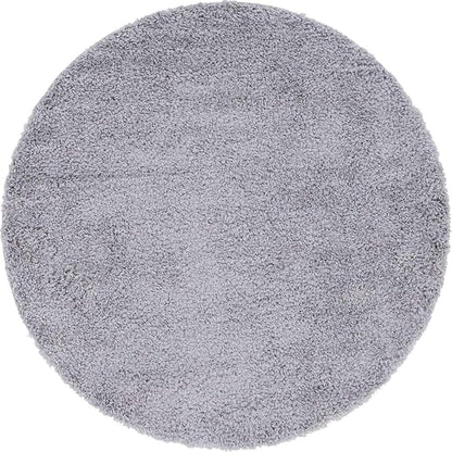 Unique Loom Davos Shag Collection Area Rug - Solid (5' 1" Round, Sterling)
