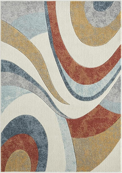 Home Dynamix Tribeca Slade Contemporary Abstract Area Rug, Blue/Rust, 5'2"x7'2"