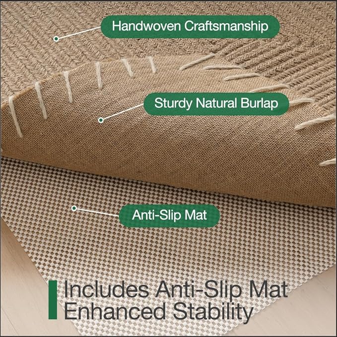 LUMI Handwoven Jute Door Mat, Non-Slip Durable Entryway Mat with Anti-Slip Mat for Hard Floor, Front Door Mats for Home Entrance, Patio, 32"x48", Knit Jute
