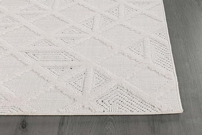 Modern Micro Loop Indoor Runner Rugs for Living Room Bedroom Kitchen Geometric Square White 2x7 Luxury Durable Low and High Pile Non-Shedding Stain Resistant Soft Area Carpet 2 x 7