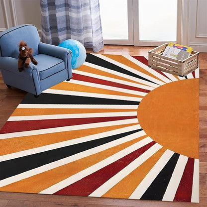 3x5ft Boho Area Rug,3D Printing Rainbow Sun Area Rug,Modern Simple Home Decoration Rug for Kids Girls Boys Bedroom, Living Room, Classroom, Office Non-Slip Washable