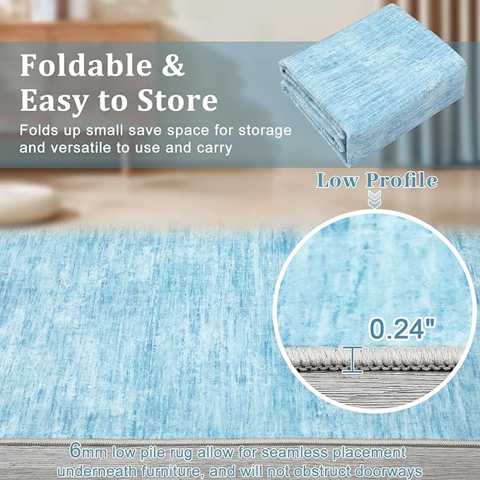 Garvee 8x10 Dining Room Rugs for Under Table, Machine Washable Area Rugs for Bedroom Non Slip Non Shedding Modern Solid Color Carpet, Stain Resistant Mats for Living Room, Light Grey