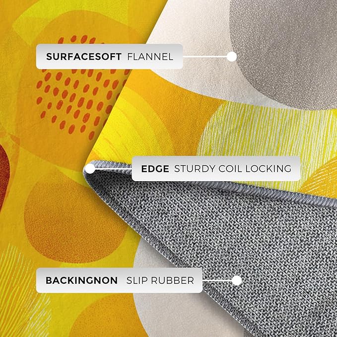Abstract Geometry Rugs for Home Decor, 7x9 ft, Mid Century Modern Area Rugs for Living Room, Soft Non Slip Washable 70s 80s Geometric Carpet Bedroom Decorations Dt-Ghf-19