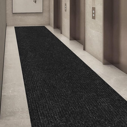 Ottomanson 3'11" x 4' Mud Mat Entryway Rug Scraper Doormat - Non-Slip, Dirt Trapping for Indoor & Outdoor Use - Perfect for Kitchen, Garage, Patio & High-Traffic Areas, Black