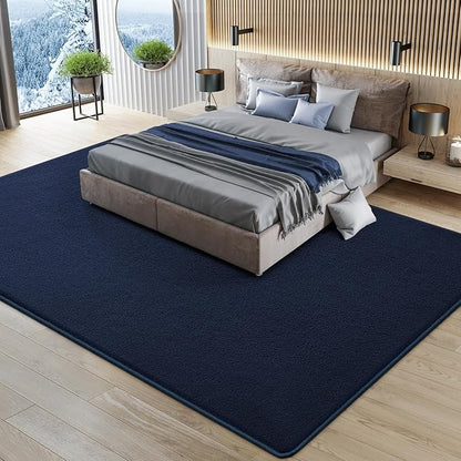 Large Modern Area Rugs for Living Room Bedroom, 5x8 Feet Navy Blue Ultra Soft Solid Thickened Memory Foam Indoor Minimalist Carpets, Non-Slip Comfy Rugs for Boys Girls Nursery Kids Room Home Décor