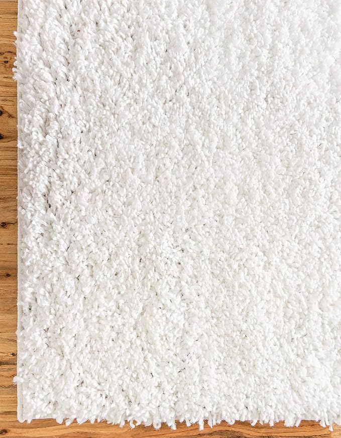 Unique Loom Davos Shag Collection Area Rug - Solid (6' 1" x 9' Rectangle, White/ Ivory)
