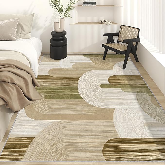 Abstract Geometry Rugs for Home Decor, 5x8 ft, Minimalist Geo Arched Area Rugs for Living Room, Soft Non Slip Washable Mid Century Modern Carpet Bedroom Decorations Dt-Ghf-19