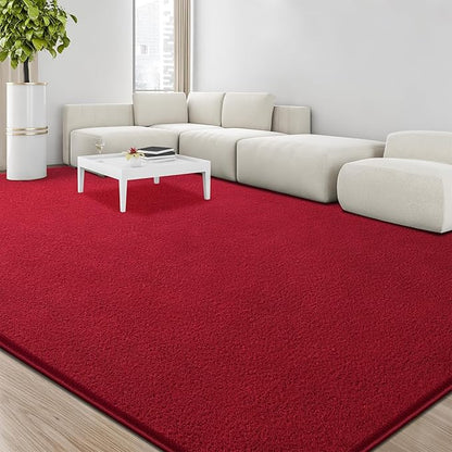 Large Area Rugs for Living Room Bedroom, 4x6 Feet Burgundy Red Rug, Minimalist Modern Shag Rug, Soft Thick Memory Foam Indoor Carpet, Non-Slip Washable Rug for Boys Girls Dorm Nursery Room Home Decor