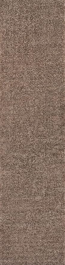Eyely UES100J-216 Supersoft Haze Solid Low-Pile Indoor Runner Rug, Coastal, Bohemian, Minimalist, Classic, Casual for Bedroom,Kitchen,Living Room,Non Shedding,Easy-Washing, Brown, 2 X 16
