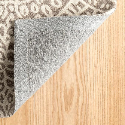Dash & Albert Temple Taupe Hand Micro Hooked Wool Rug, 8.5 X 11.5 Feet, Tan Geometric Pattern