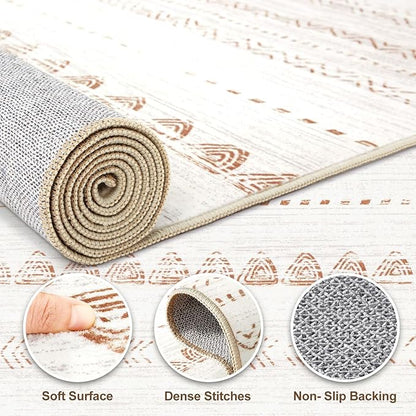 Nakagishi 7x10 Area Rug Living Room: Washable Boho Large Neutral Soft Farmhouse Modern Rugs Stain Resistant Moroccan Non-Slip Indoor Floor Carpet for Bedroom Nursery Kids Playroom Office Dining Room