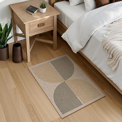 Lahome Rainbow Easy Jute Rug, 2x3 Entryway Rug Indoor Outdoor Front Door Mat, Farmhouse Neutral Non Slip Non Shedding Washable Kitchen Mats for Floor Foyer