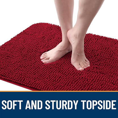 OLANLY Dog Door Mat for Muddy Paws 54x32, Absorbs Moisture and Dirt, Absorbent Non-Slip Washable Doormat, Quick Dry Chenille Mud Mat for Dogs, Entry Indoor Entryway Carpet for Inside Floor, Red