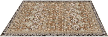 VEVOR 8 x 10 Area Rug, Washable Rug Non-Slip and Tear-Resistant Soft Carpet Pet & Child Friendly, Vintage Area Rugs Indoor Mat for Bedroom Living Room Kids Room Office Brown Green