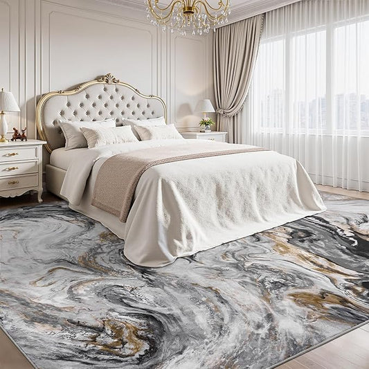 8x10 Area Rugs for Living Room, Modern Abstract Rug for Bedroom, Contemporary Machine Washable Rug, Large Stain Resistant Carpet for Dining Room Playroom Home Office, Pet & Kids Friendly