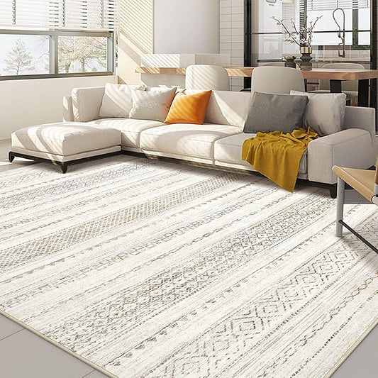 Nakagishi 10x12 Area Rug Living Room: Washable Boho Large Neutral Modern Soft Stain Resistant Farmhouse Indoor Floor Rug Non Slip Accent Carpet for Bedroom Nursery Kids Playroom Office- Colorful